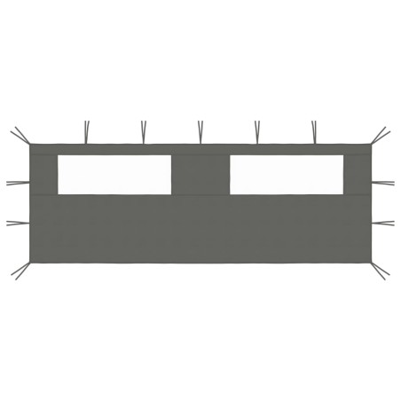 Pavillon-Seitenwand mit Fenstern 6x2 m Anthrazit