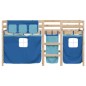 vidaXL Kinderhochbett mit Vorhängen Blau 90x200 cm Massivholz Kiefer vidaXL Kinderhochbett mit Vorhängen Blau 90x200 cm Massivholz Kiefer