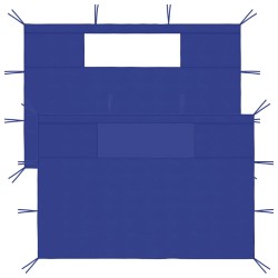 Pavillon-Seitenwände mit Fenstern 2 Stk. Blau
