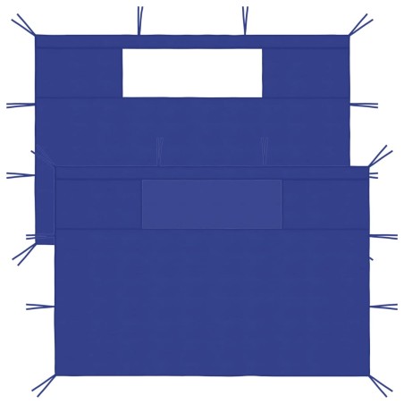 Pavillon-Seitenwände mit Fenstern 2 Stk. Blau
