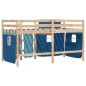 vidaXL Kinderhochbett mit Vorhängen Blau 90x200 cm Massivholz Kiefer vidaXL Kinderhochbett mit Vorhängen Blau 90x200 cm Massivholz Kiefer