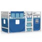 vidaXL Kinderhochbett mit Vorhängen Blau 90x190 cm Massivholz Kiefer vidaXL Kinderhochbett mit Vorhängen Blau 90x190 cm Massivholz Kiefer