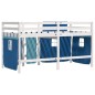 vidaXL Kinderhochbett mit Vorhängen Blau 90x190 cm Massivholz Kiefer vidaXL Kinderhochbett mit Vorhängen Blau 90x190 cm Massivholz Kiefer