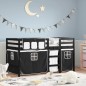 vidaXL Kinderhochbett mit Vorhängen Weiß Schwarz 90x190 cm Kiefernholz vidaXL Kinderhochbett mit Vorhängen Weiß Schwarz 90x190 cm Kiefernholz