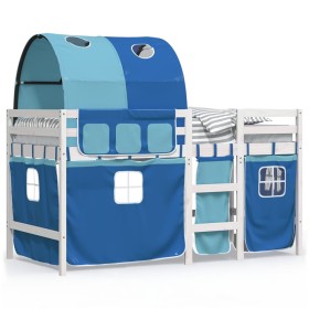 vidaXL Kinderhochbett mit Tunnel Blau 80x200 cm Massivholz Kiefer