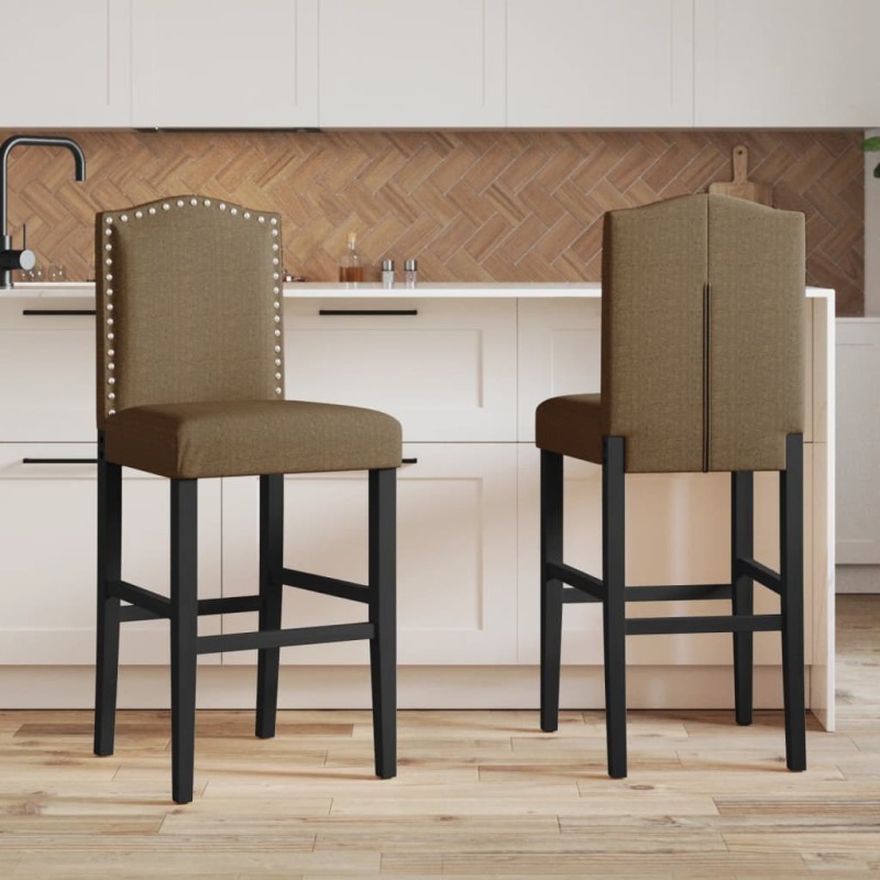 vidaXL Barstühle 2 Stk. Massivholz Gummibaum und Stoff vidaXL Barstühle 2 Stk. Massivholz Gummibaum und Stoff