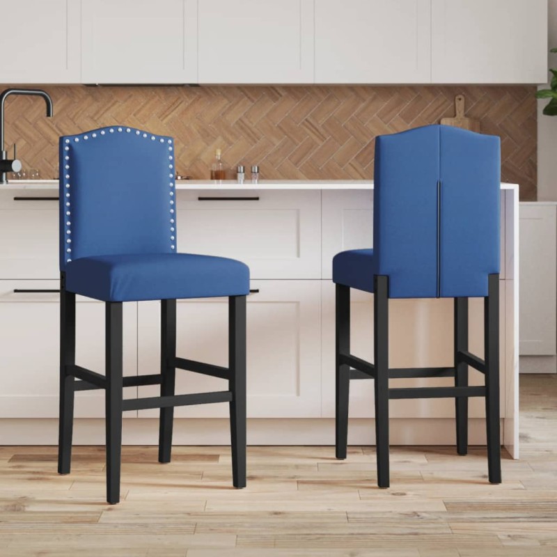vidaXL Barstühle 2 Stk. Massivholz Gummibaum und Stoff vidaXL Barstühle 2 Stk. Massivholz Gummibaum und Stoff