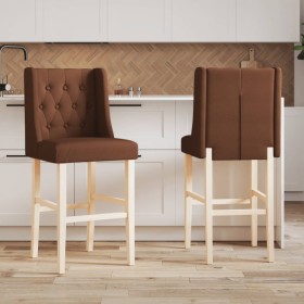 vidaXL Barstühle 2 Stk. Massivholz Gummibaum und Stoff