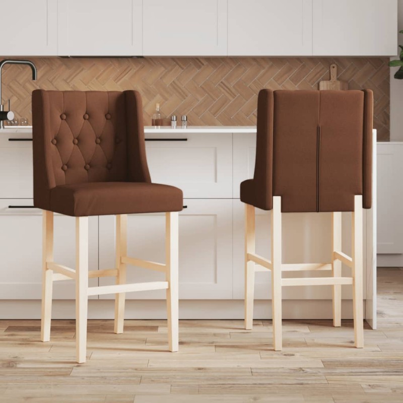vidaXL Barstühle 2 Stk. Massivholz Gummibaum und Stoff vidaXL Barstühle 2 Stk. Massivholz Gummibaum und Stoff