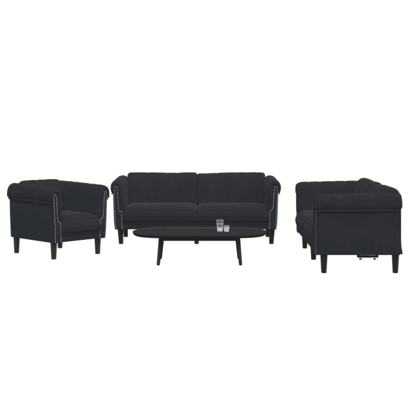 vidaXL 3-tlg. Sofagarnitur Schwarz Samt vidaXL 3-tlg. Sofagarnitur Schwarz Samt