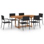 7-tlg. Garten-Essgruppe Poly Rattan Schwarz 7-tlg. Garten-Essgruppe Poly Rattan Schwarz