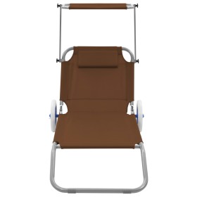 vidaXL Klappliege mit Sonnenschutz und Rädern Stahl Taupe