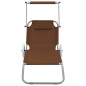 vidaXL Klappliege mit Sonnenschutz und Rädern Stahl Taupe vidaXL Klappliege mit Sonnenschutz und Rädern Stahl Taupe