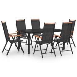 vidaXL 7-tlg. Garten-Essgruppe Aluminium Schwarz