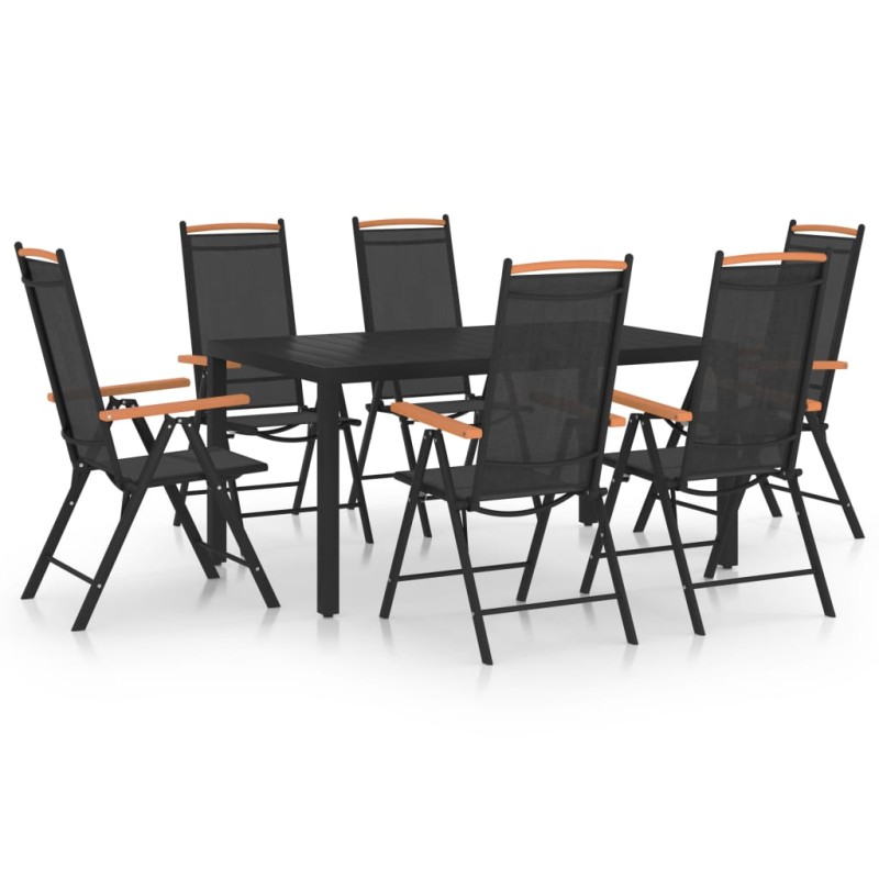 vidaXL 7-tlg. Garten-Essgruppe Aluminium Schwarz vidaXL 7-tlg. Garten-Essgruppe Aluminium Schwarz