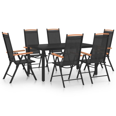 vidaXL 7-tlg. Garten-Essgruppe Aluminium Schwarz