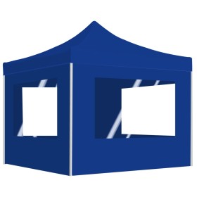 vidaXL Profi-Partyzelt Faltbar mit Wänden Aluminium 3x3 m Blau