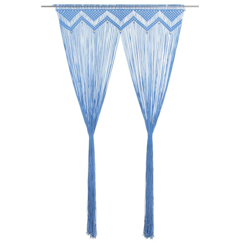 vidaXL Makramee Vorhang Blau 140x240 cm Baumwolle vidaXL Makramee Vorhang Blau 140x240 cm Baumwolle