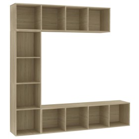 vidaXL 3-tlg. Bücher-/TV-Schrank Set Sonoma-Eiche 1180x30x180 cm