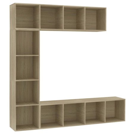 vidaXL 3-tlg. Bücher-/TV-Schrank Set Sonoma-Eiche 1180x30x180 cm