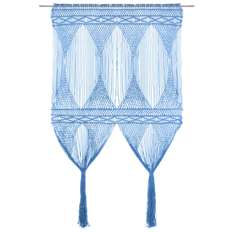 vidaXL Makramee Vorhang Blau 140x240 cm Baumwolle vidaXL Makramee Vorhang Blau 140x240 cm Baumwolle