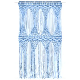 vidaXL Makramee Vorhang Blau 140x240 cm Baumwolle