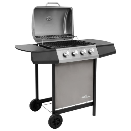 vidaXL Gasgrill mit 4 Flammen Schwarz und Silbern