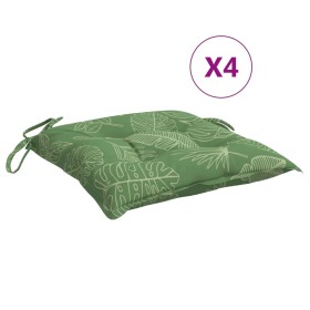 vidaXL Stuhlkissen 4 Stk. Blattmuster 40x40x7 cm Stoff