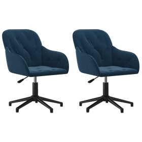 vidaXL Esszimmerstühle 2 Stk. Drehbar Blau Samt