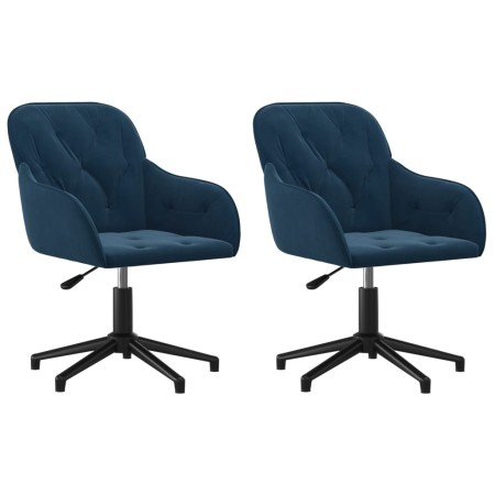 vidaXL Esszimmerstühle 2 Stk. Drehbar Blau Samt