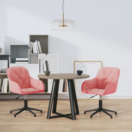 vidaXL Esszimmerstühle 2 Stk. Drehbar Rosa Samt