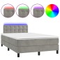 vidaXL Boxspringbett mit Matratze & LED Hellgrau 120x190 cm Samt vidaXL Boxspringbett mit Matratze & LED Hellgrau 120x190 cm Samt