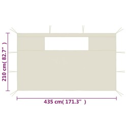 Pavillon-Seitenwände mit Fenstern 2 Stk. Creme