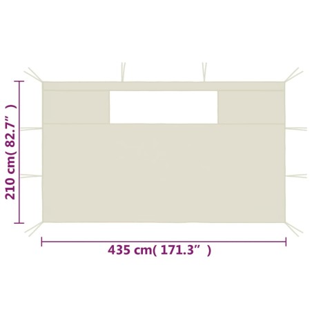 Pavillon-Seitenwände mit Fenstern 2 Stk. Creme