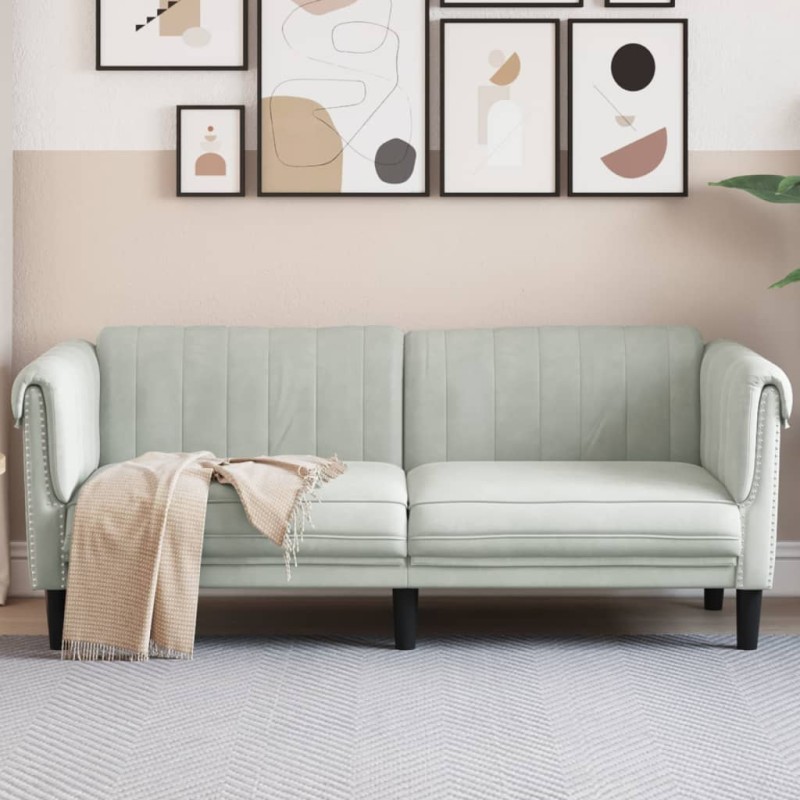 vidaXL Sofa 2-Sitzer Hellgrau Samt vidaXL Sofa 2-Sitzer Hellgrau Samt