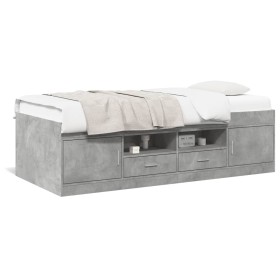 vidaXL Tagesbett mit Schubladen Betongrau 75x190 cm Holzwerkstoff