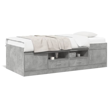 vidaXL Tagesbett mit Schubladen Betongrau 75x190 cm Holzwerkstoff