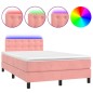 vidaXL Boxspringbett mit Matratze & LED Rosa 120x190 cm Samt vidaXL Boxspringbett mit Matratze & LED Rosa 120x190 cm Samt