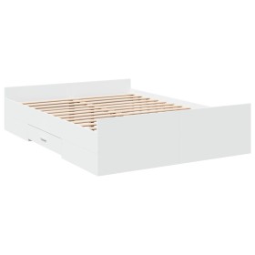 vidaXL Bettgestell mit Schubladen Weiß 140x190 cm Holzwerkstoff