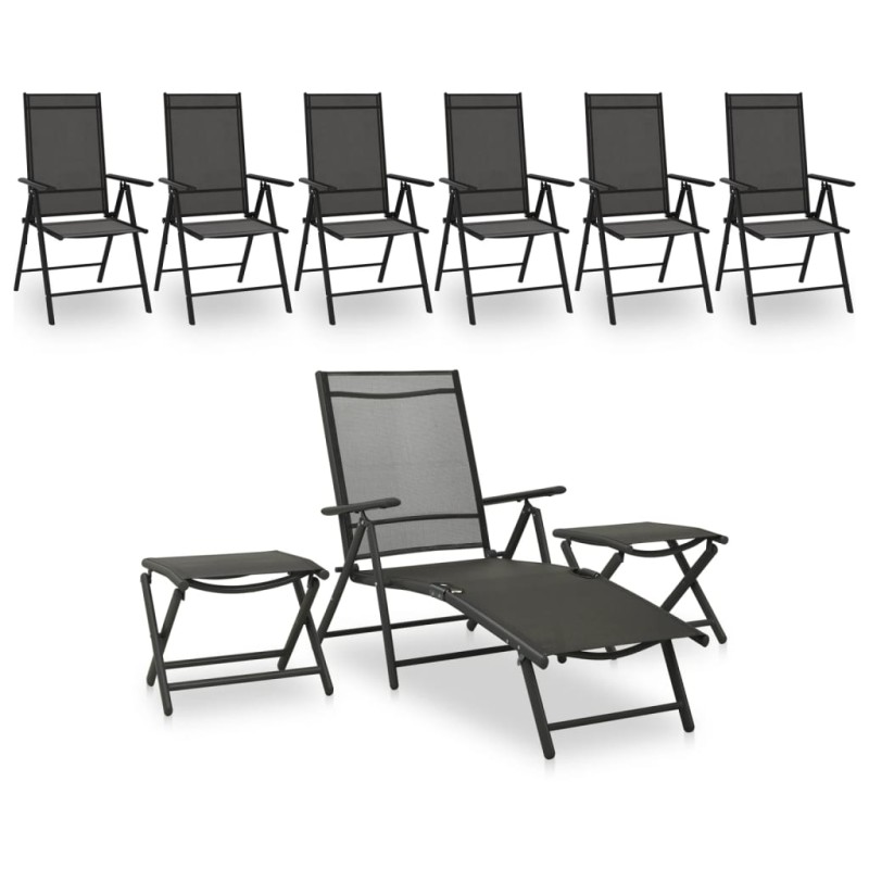 9-tlg. Garten-Lounge-Set Schwarz und Anthrazit 9-tlg. Garten-Lounge-Set Schwarz und Anthrazit