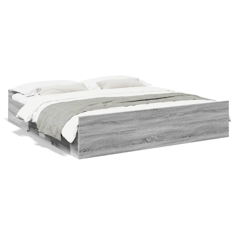vidaXL Bettgestell mit Schubladen Grau Sonoma 180x200cm Holzwerkstoff vidaXL Bettgestell mit Schubladen Grau Sonoma 180x200cm Holzwerkstoff