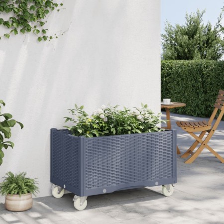 vidaXL Pflanzkasten mit Rollen Grau 80x50x54 cm PP