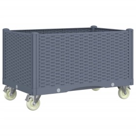 vidaXL Pflanzkasten mit Rollen Grau 80x50x54 cm PP