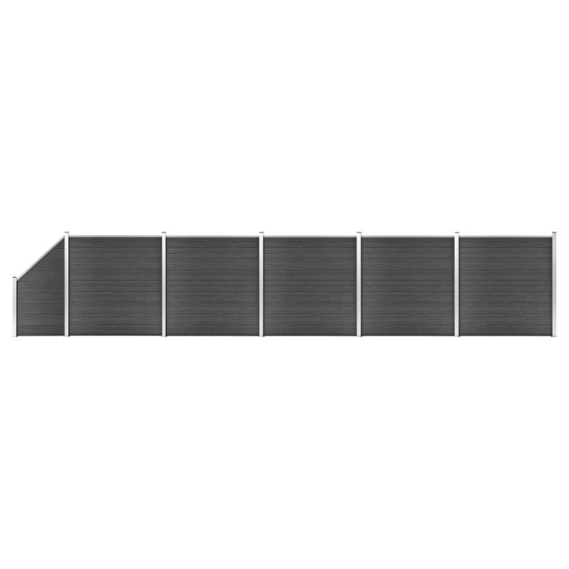 Zaunelement Set WPC 965x(105-186) cm Schwarz Zaunelement Set WPC 965x(105-186) cm Schwarz