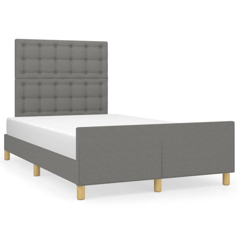 vidaXL Bettgestell mit Kopfteil Dunkelgrau 120x190 cm Stoff vidaXL Bettgestell mit Kopfteil Dunkelgrau 120x190 cm Stoff