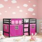 vidaXL Kinderhochbett mit Vorhängen Rosa 80x200 cm Massivholz Kiefer vidaXL Kinderhochbett mit Vorhängen Rosa 80x200 cm Massivholz Kiefer