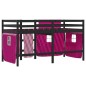 vidaXL Kinderhochbett mit Vorhängen Rosa 80x200 cm Massivholz Kiefer vidaXL Kinderhochbett mit Vorhängen Rosa 80x200 cm Massivholz Kiefer