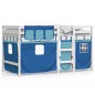 vidaXL Kinderhochbett mit Vorhängen Blau 90x200 cm Massivholz Kiefer vidaXL Kinderhochbett mit Vorhängen Blau 90x200 cm Massivholz Kiefer
