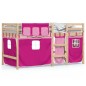 vidaXL Kinderhochbett mit Vorhängen Rosa 90x190 cm Massivholz Kiefer vidaXL Kinderhochbett mit Vorhängen Rosa 90x190 cm Massivholz Kiefer
