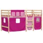 vidaXL Kinderhochbett mit Vorhängen Rosa 90x190 cm Massivholz Kiefer vidaXL Kinderhochbett mit Vorhängen Rosa 90x190 cm Massivholz Kiefer